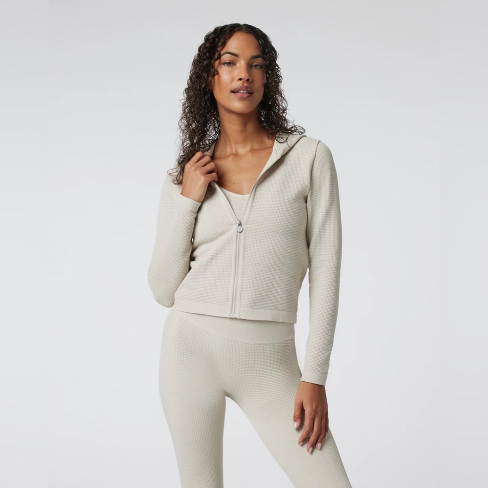 Vuori Waffle Seamless Zip Hoodie - Ecru - M